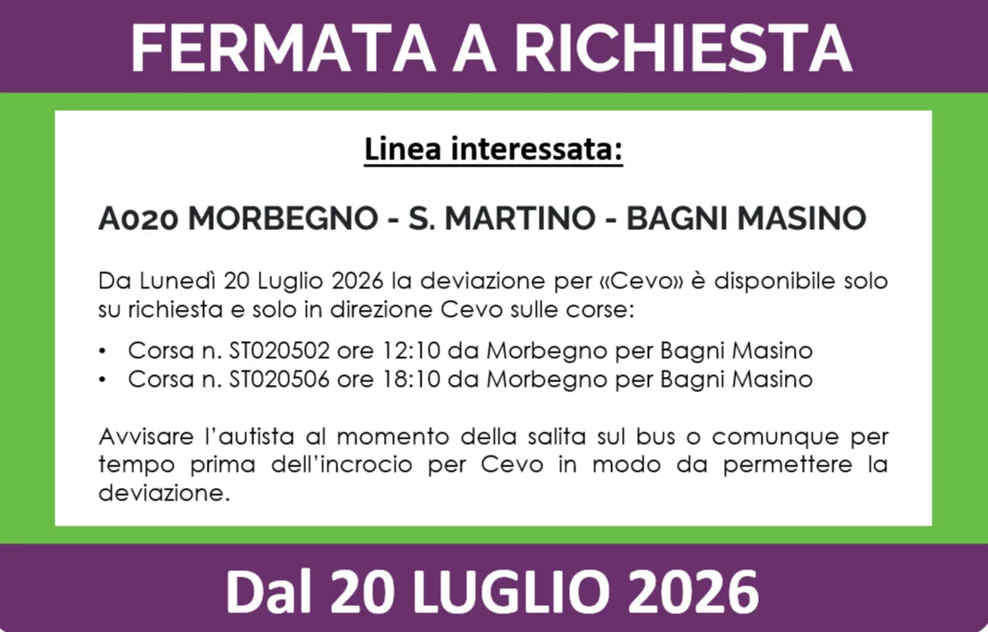 News Image FERMATA A RICHIESTA